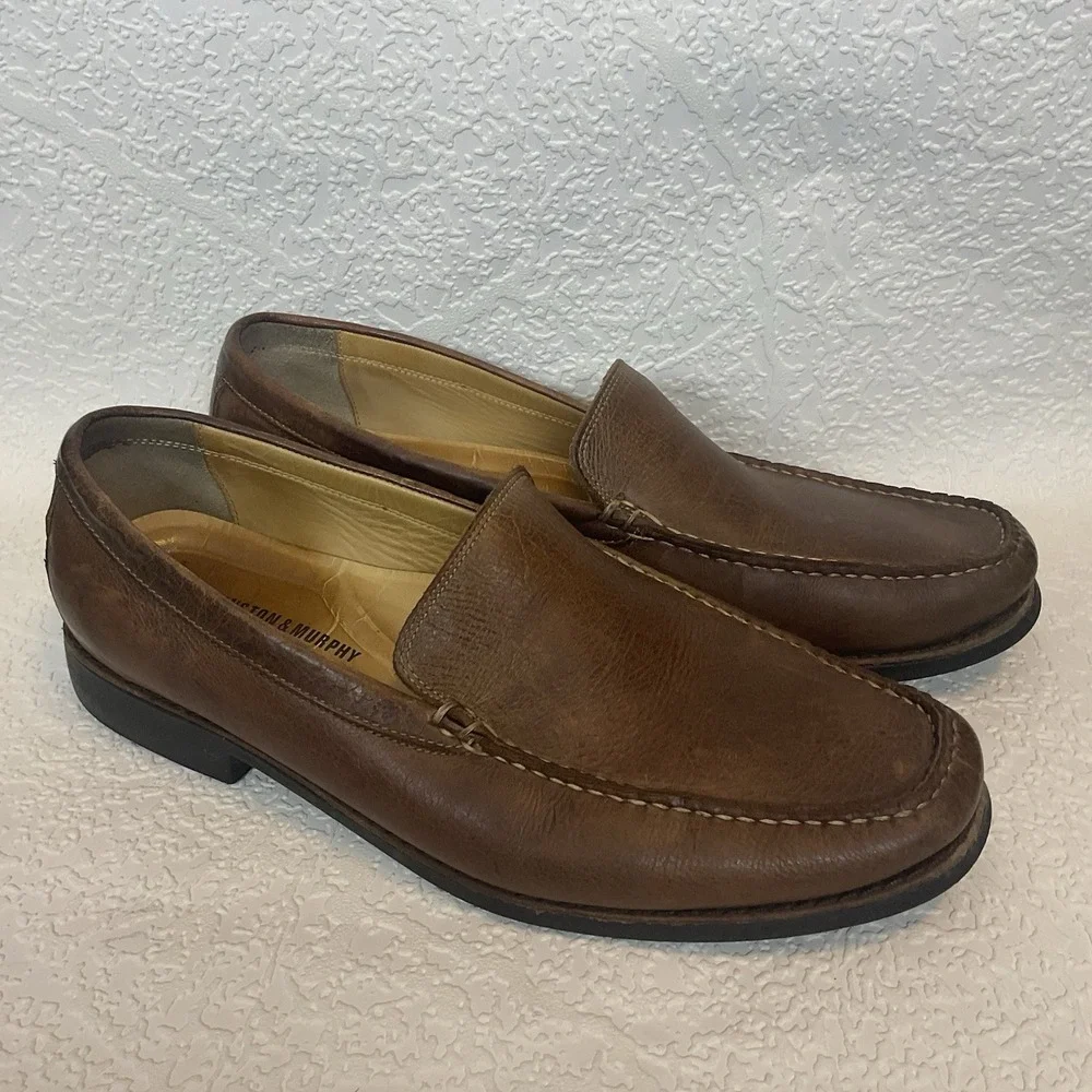 JOHNSTON MURPHY Casual Dress Shoes Cognac‎ Brown Leather Driver Loafer Size 10M